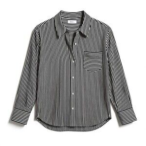 A.L.C.  Long Sleeve Silk Button Down Blouse Shirt Top Black White Stripes size 8